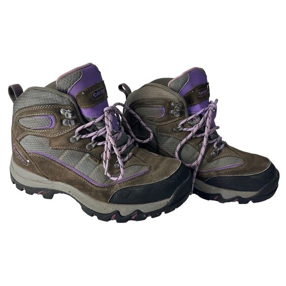 Hi-Tec Skamania Leather Hiking Boots Women's Purple Grey Brown Size US 9.5 EU 41 - Picture 1 of 9